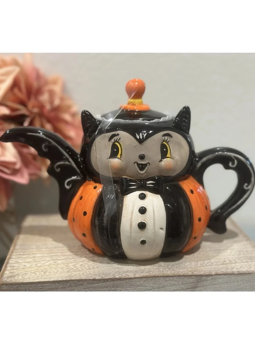 Johanna Parker Vampire Bat Halloween Teapot With Lid
